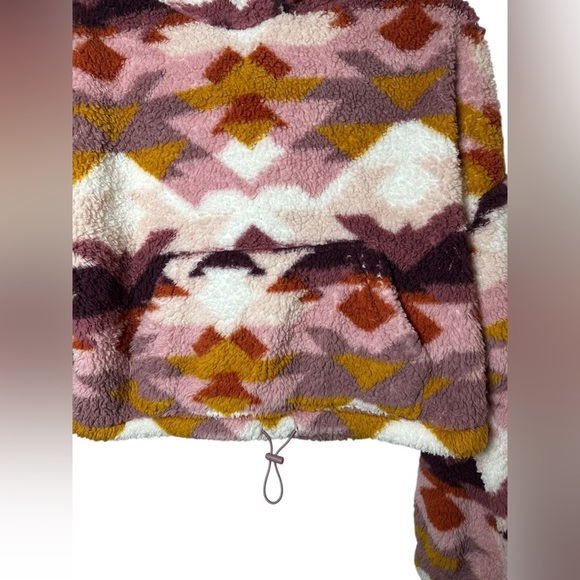 Aeropostale Sherpa Hoodie Women’s Large Aztec Fleece Pullover Hooded Sweatshirt - Picture 4 of 8